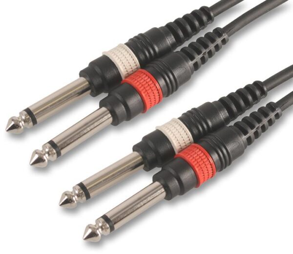 PULSE PLS00131 - 6.35mm (1/4") Mono Jack 2x Plug to 2x Plug Lead, 6m Black