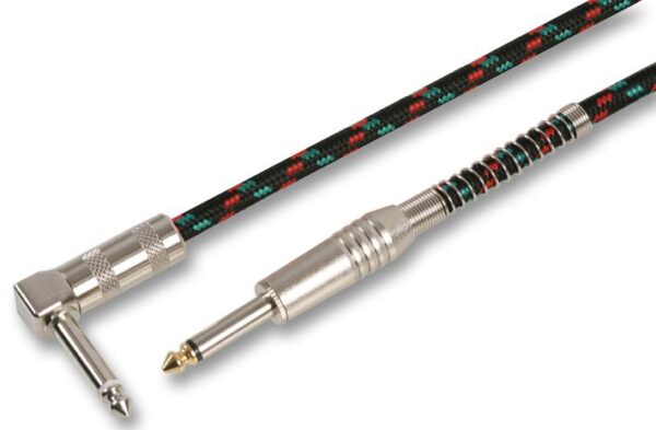 PULSE PLS00152 - Straight to Right Angled 6.35mm (1/4") Mono Jack Guitar Lead, 5m Blac