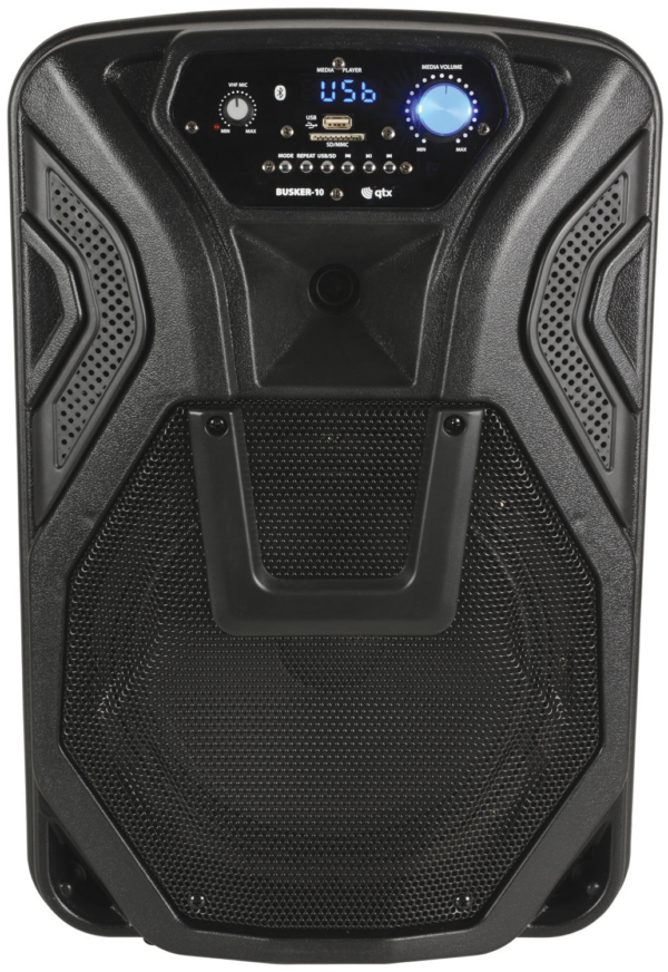 QTX BUSKER-10 - Busker Portable 60W 10" PA with VHF Microphones, Media Player & Bluetooth - Image 3