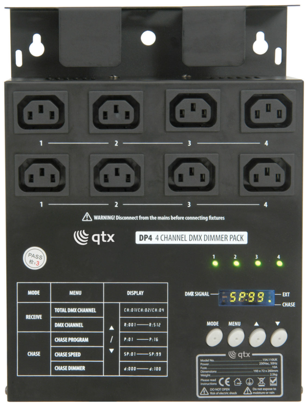QTX DP4 - 4 Channel DMX Dimmer Pack - Image 3