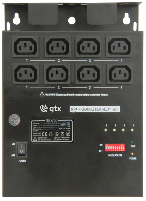QTX RP4 - 4 Channel DMX Relay Pack - Image 3