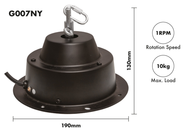 FXLAB G007NY - 1 RPM Professional Mains Powered Mirror Ball Motor with Twin Hanging Points - 10kg Load Capacity - Image 3
