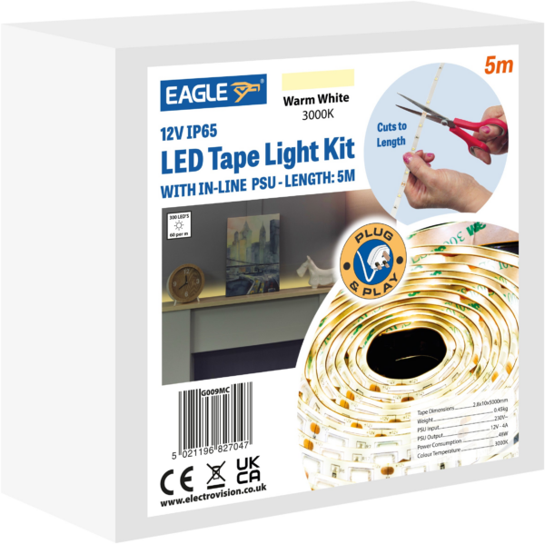 Eagle G009MC - 5m Warm White 12V IP65 LED Tape - Image 5