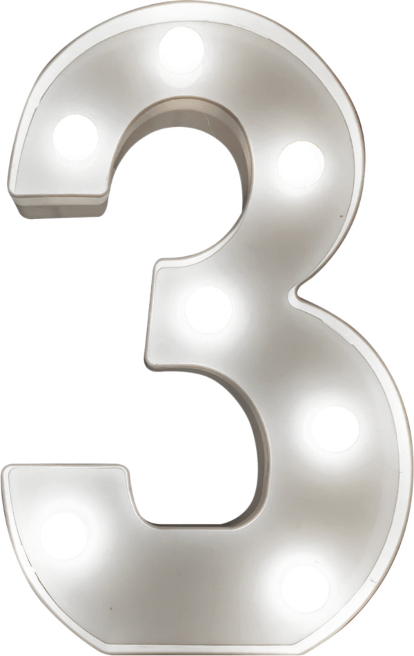 St Helens Home and Garden GH11213 - "3" Battery Operated 3D LED Number Light - Image 5