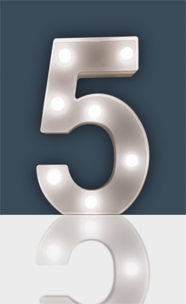 St Helens Home and Garden GH11215 - "5" Battery Operated 3D LED Number Light