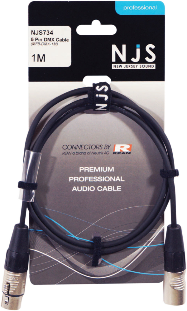 NJS NJS734 - 1m XLR to XLR 5 Pin DMX Cable