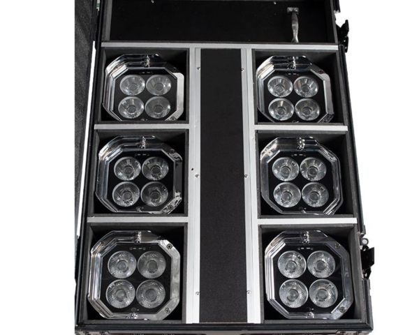 ADJ Mirage Q6 Pak - LED Uplighter 6 in Charging Flightcase IP65 Chrome - Image 6