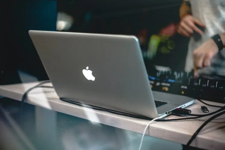 DJ software being used on a laptop