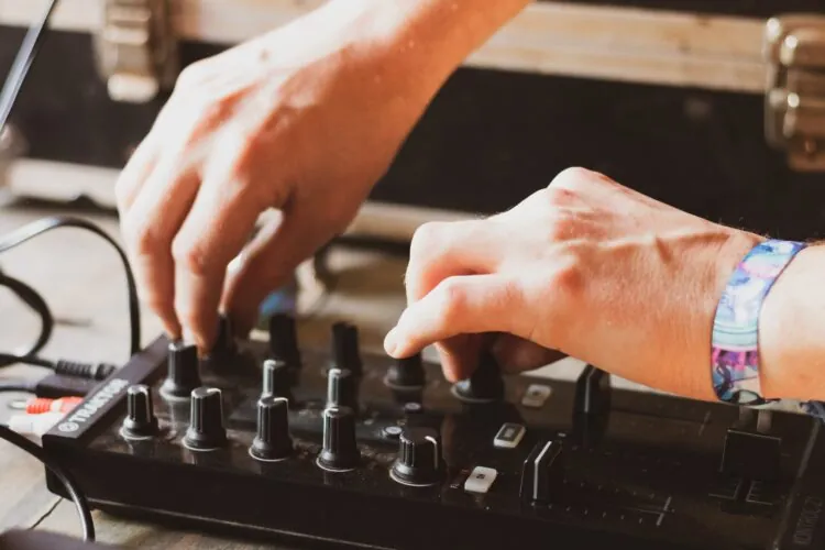 DJ Mixer equipment in use