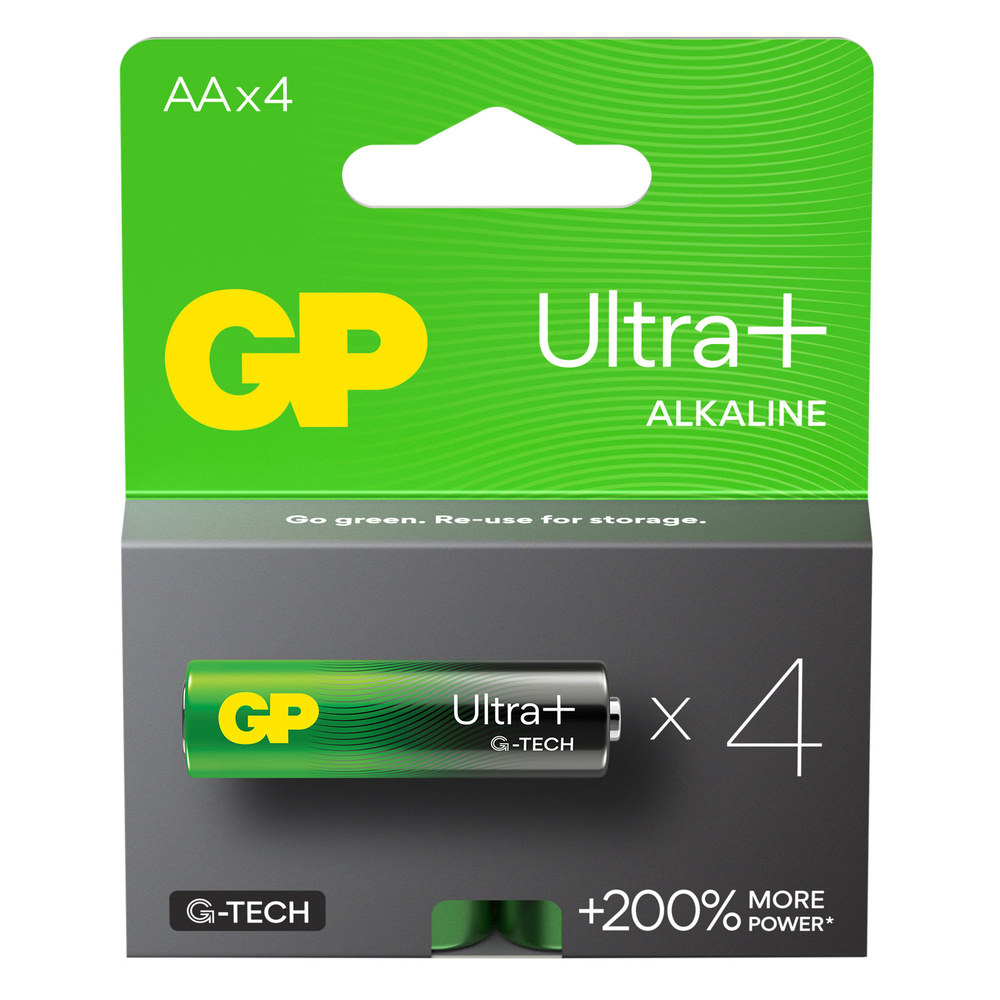 GP - GP Ultra+ Alkaline Batteries AA 4 Pack