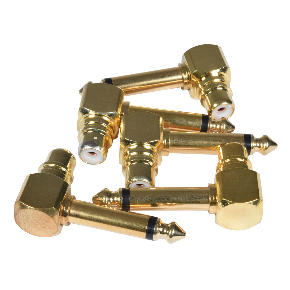 QTX 5pcs Right-Angled Adaptor RCA Phono Socket – 6.3mm Mono Jack Plug - Image 2