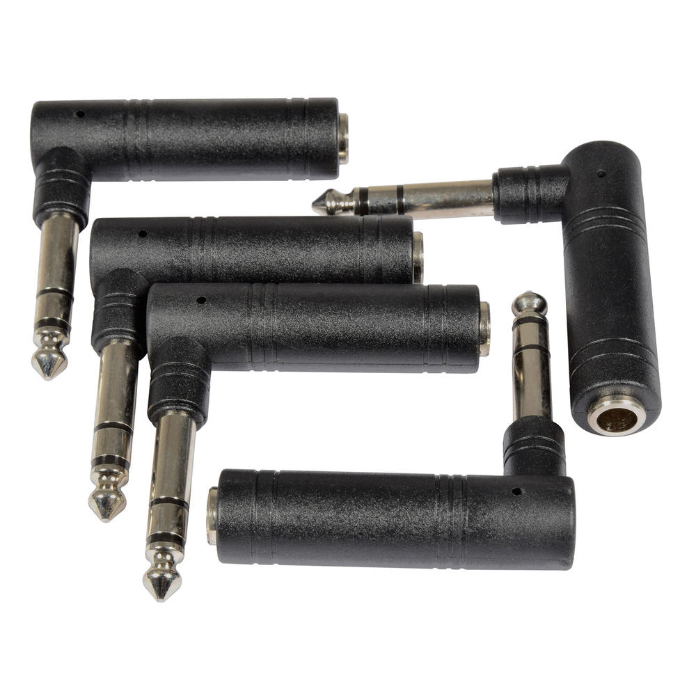 QTX 5pcs Adaptor Right Angle 6.3mm Stereo Jack Plug – 6.3mm Stereo Jack Socket - Image 2