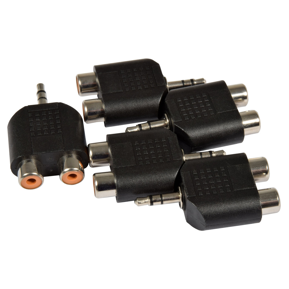 QTX 5pcs Adaptor 3.5mm Stereo Jack Plug – 2 x RCA Phono Sockets - Image 3