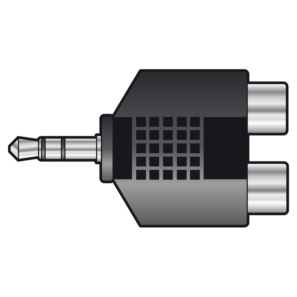 QTX 5pcs Adaptor 3.5mm Stereo Jack Plug – 2 x RCA Phono Sockets - Image 2